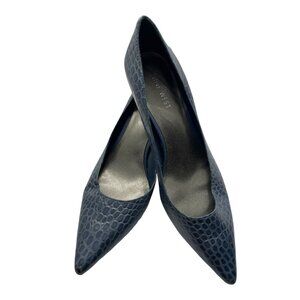Nine West Blue Leather Snake Skin‎ Print Pumps